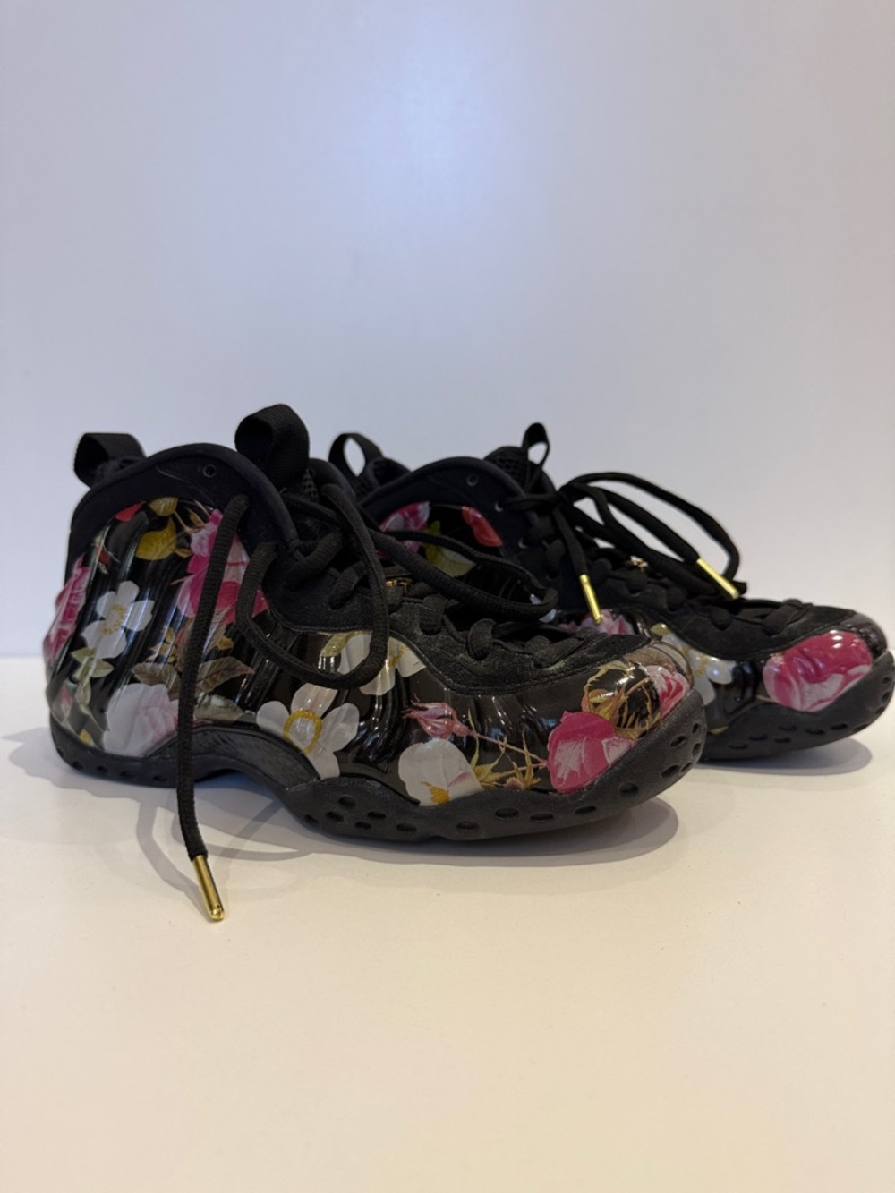 Nike Black Floral Women's Foamposite-Style Sneakers